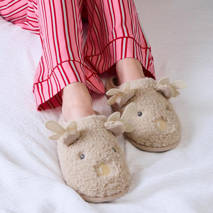 totes toasties® Ladies Novelty Reindeer Slippers Reindeer